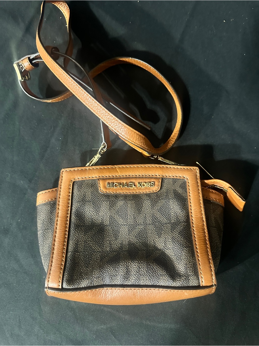 Michael Kors Brown and Dark Brown Logo Crossbody Bag-#634